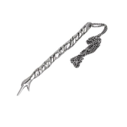 Image 1 of Torah Pointer Antiqued Pewter Yad 6.75 inch Stainless Steel Chain