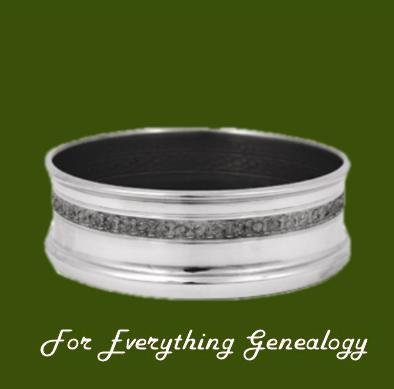 Image 0 of Engraveable Embossed Banded Stylish Pewter Wine Bottle Coaster