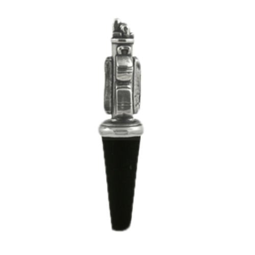 Image 1 of Golf Bag Themed Antiqued Stylish Pewter Bottle Stopper