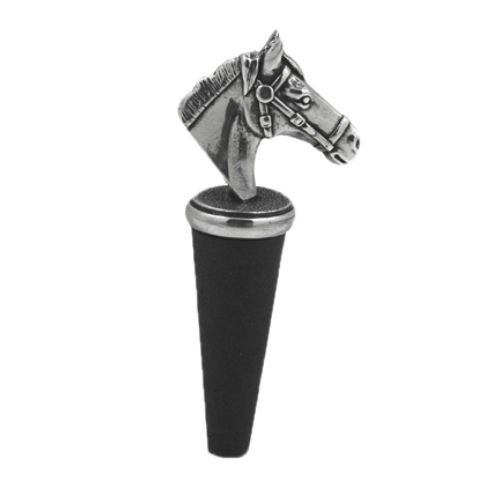 Image 1 of Horse Head Themed Antiqued Stylish Pewter Bottle Stopper