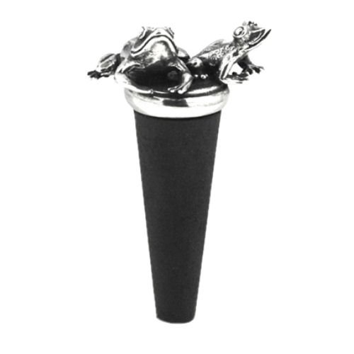 Image 1 of Frogs Themed Antiqued Stylish Pewter Bottle Stopper