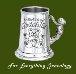 Godchild Themed Teddy Bear Handle Stylish Pewter Childs Keepsake Cup