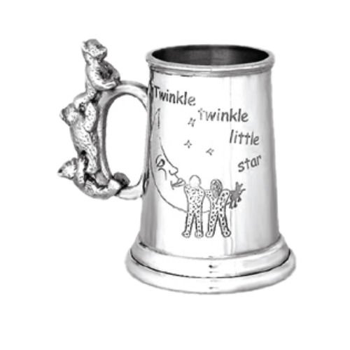 Image 1 of Twinkle Little Star Themed Teddy Bears Handle Stylish Pewter Childs Keepsake Cup