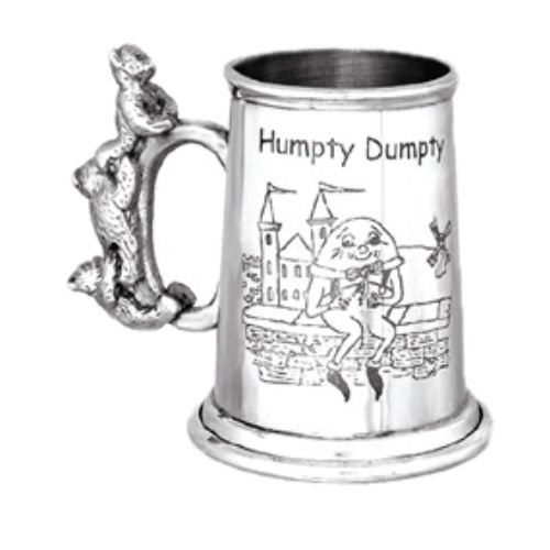 Image 1 of Humpty Dumpty Themed Teddy Bears Handle Stylish Pewter Childs Keepsake Cup