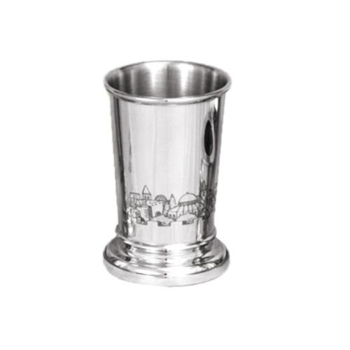 Image 1 of Jersualem Mirror Finish Highly Polished Stylish Pewter Kiddish Cup