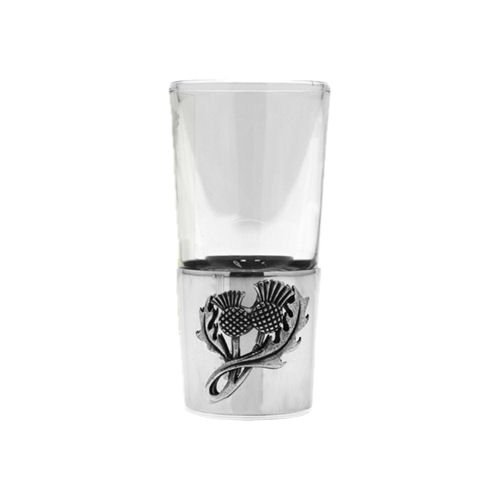 Image 1 of Thistle Themed Single Stylish Pewter Base 1oz Shot Glass
