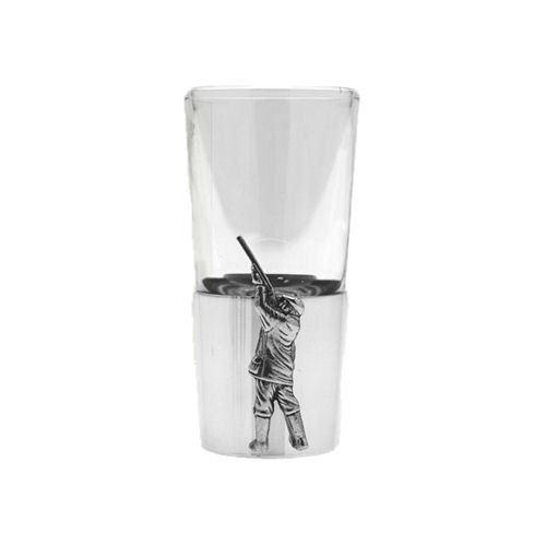 Image 1 of Hunter Themed Single Stylish Pewter Base 1oz Shot Glass