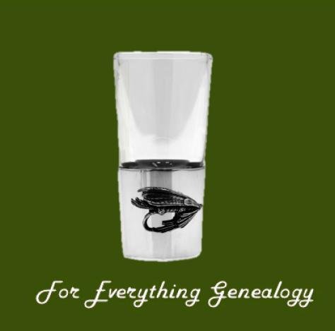 Image 0 of Trout Fly Themed Single Stylish Pewter Base 1oz Shot Glass