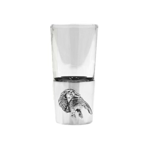 Image 1 of Dog With Pheasant Themed Single Stylish Pewter Base 1oz Shot Glass