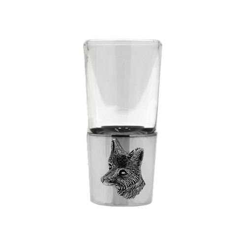 Image 1 of Fox Head Themed Single Stylish Pewter Base 1oz Shot Glass