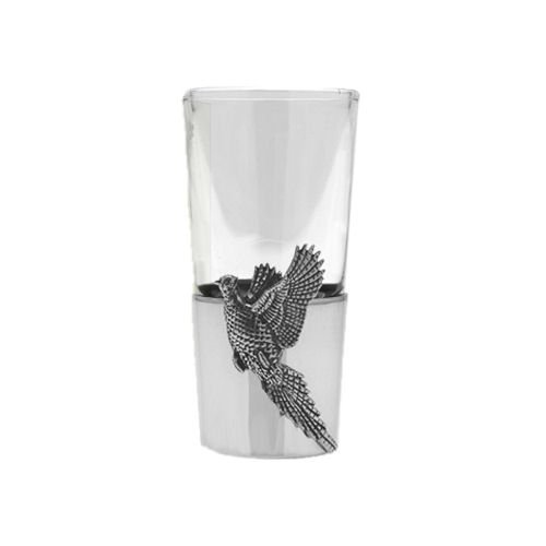 Image 1 of Pheasant Themed Single Stylish Pewter Base 1oz Shot Glass