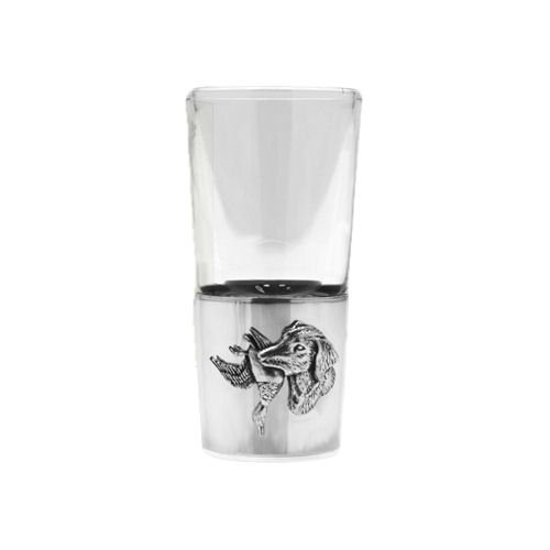 Image 1 of Dog With Duck Themed Single Stylish Pewter Base 1oz Shot Glass