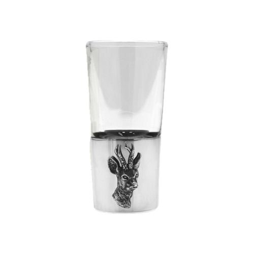 Image 1 of Deer Head Themed Single Stylish Pewter Base 1oz Shot Glass