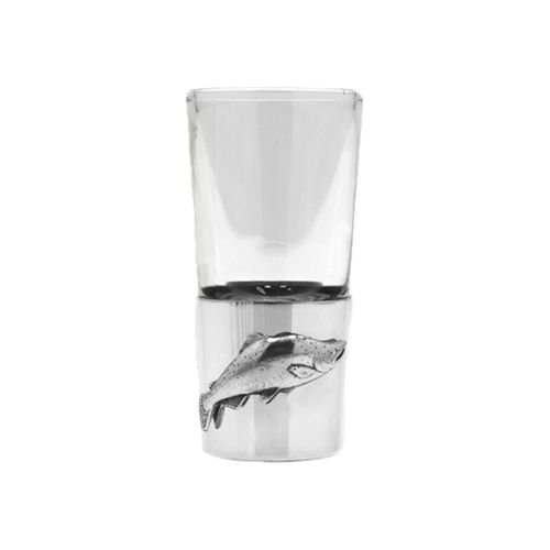 Image 1 of Salmon Themed Single Stylish Pewter Base 1oz Shot Glass