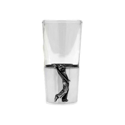 Image 1 of Golfer Themed Single Stylish Pewter Base 1oz Shot Glass