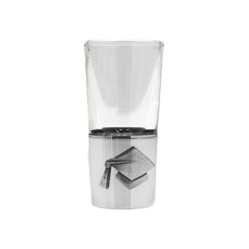 Image 1 of Graduation Hat Themed Single Stylish Pewter Base 1oz Shot Glass