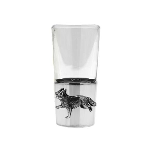 Image 1 of Sly Fox Themed Single Stylish Pewter Base 1oz Shot Glass