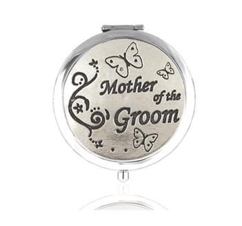 Image 1 of Mother of the Groom Themed Stylish Pewter Compact Mirror