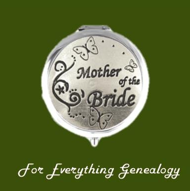Image 0 of Mother of the Bride Themed Stylish Pewter Compact Mirror