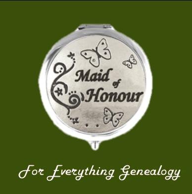 Image 0 of Maid of Honour Themed Stylish Pewter Compact Mirror