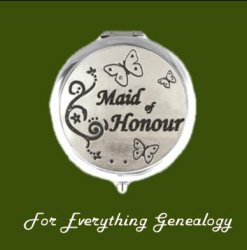 Maid of Honour Themed Stylish Pewter Compact Mirror