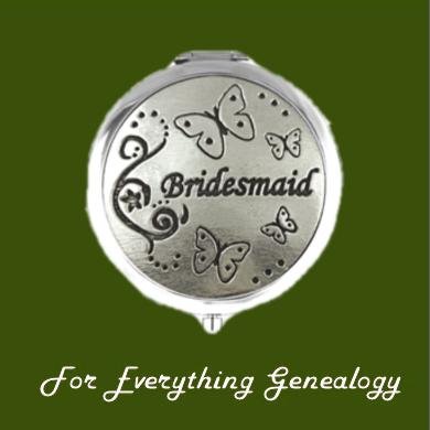 Image 0 of Bridesmaid Themed Stylish Pewter Compact Mirror