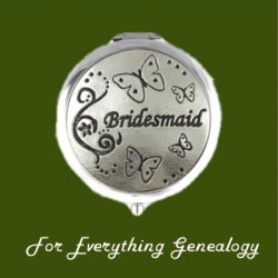 Bridesmaid Themed Stylish Pewter Compact Mirror
