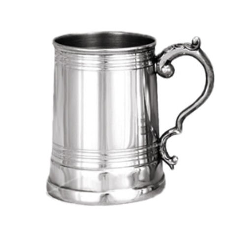 Image 1 of Worcester Half Pint Plain Blank Georgian Handle Stylish Pewter Tankard