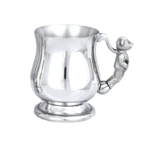 Image 1 of Georgian Themed Teddy Bear Handle Stylish Pewter Childs Keepsake Cup