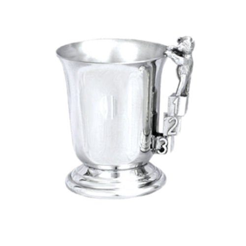 Image 1 of Bell Shaped Bear Blocks Handle Stylish Pewter Childs Keepsake Cup