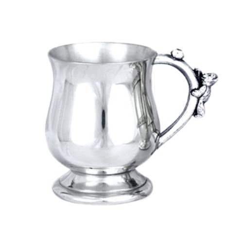 Image 1 of Georgian Themed Bear Ball Handle Stylish Pewter Childs Keepsake Cup