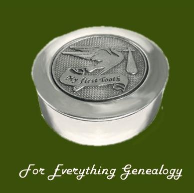 Image 0 of Stork My First Tooth Motif Round Child Stylish Pewter Keepsake Box