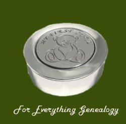 Teddy Bear My First Curl Motif Round Child Stylish Pewter Keepsake Box