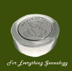 Teddy Bear My First Tooth Motif Round Child Stylish Pewter Keepsake Box