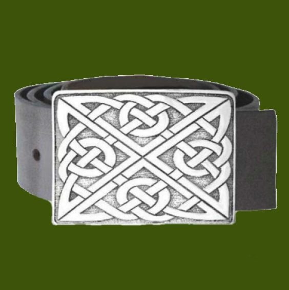 Image 0 of Celtic Knotwork Rectangular Large Mens Kilt Stylish Pewter Belt Buckle 