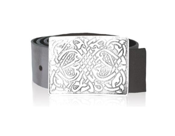 Image 1 of Celtic Birds Knotwork Rectangular Stylish Pewter Kilt Belt Buckle