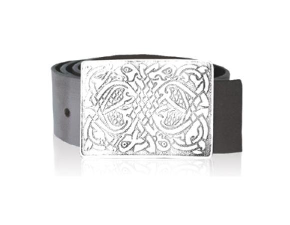 Image 1 of Celtic Birds Knotwork Rectangular Stylish Pewter Kilt Belt Buckle