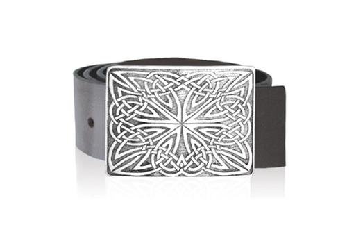 Image 1 of Celtic Blades Knotwork Rectangular Stylish Pewter Kilt Belt Buckle