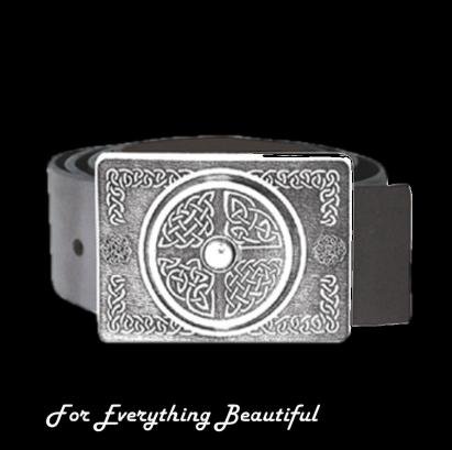 Image 0 of Celtic Bordered Knotwork Dome Rectangular Stylish Pewter Kilt Belt Buckle