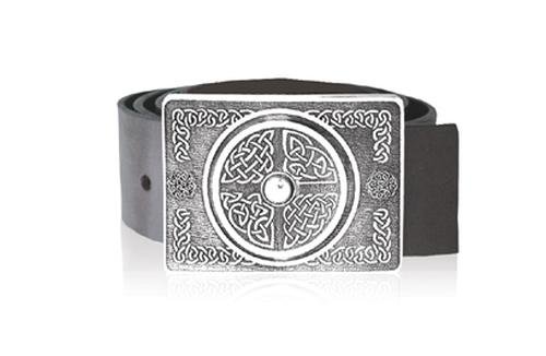 Image 1 of Celtic Bordered Knotwork Dome Rectangular Stylish Pewter Kilt Belt Buckle