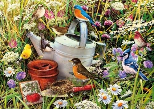 Image 1 of Garden Party Bird Themed Maestro Wooden Jigsaw Puzzle 300 Pieces 