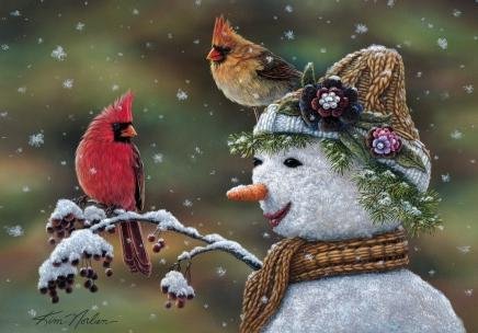 Image 1 of Winter Visitors Bird Themed Mega Wooden Jigsaw Puzzle 500 Pieces