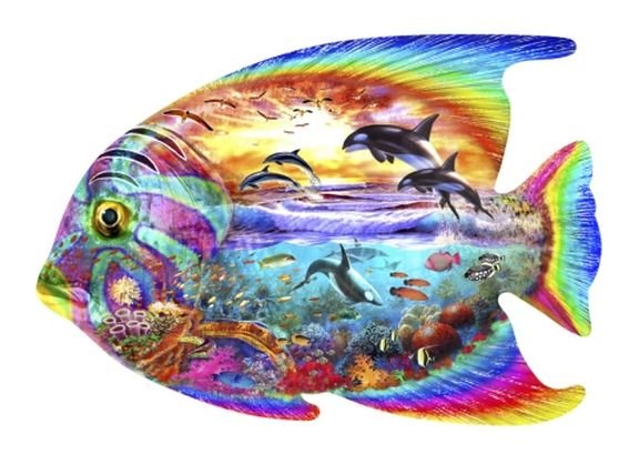 Image 1 of Aquatic Fanatic Marine Animal Themed Majestic Wooden Jigsaw Puzzle 1500 Pieces
