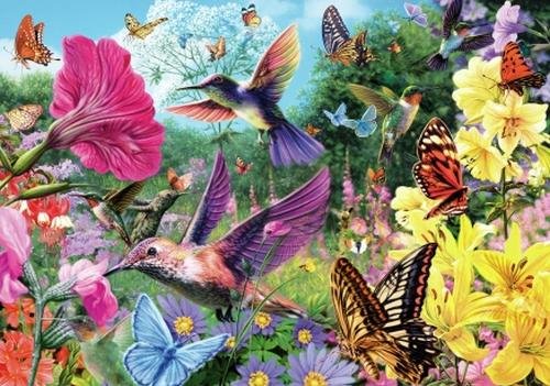 Image 1 of Hummingbird Garden Bird Themed Maxi Wooden Jigsaw Puzzle 250 Pieces