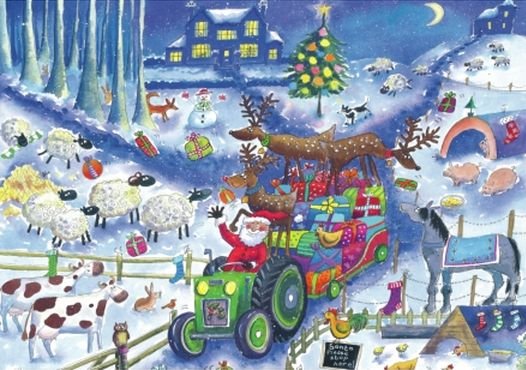 Image 1 of Farmyard At Christmas Themed Maxi Wooden Jigsaw Puzzle 250 Pieces 