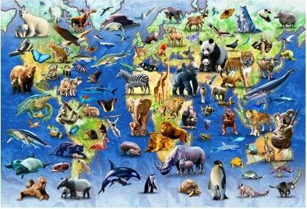 Image 1 of One Hundred Endangered Species Animal Majestic Wooden Jigsaw Puzzle 1500 Pieces