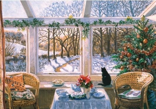 Image 1 of Christmas Window Christmas Themed Millenium Wooden Jigsaw Puzzle 1000 Pieces 