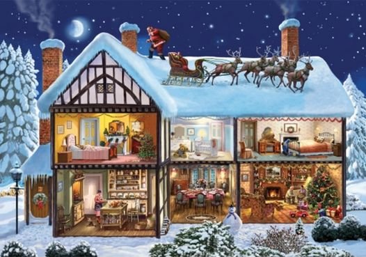 Image 1 of Christmas House Christmas Themed Magnum Wooden Jigsaw Puzzle 750 Pieces 