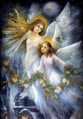 Image 1 of Merry Christmas Angels Christmas Millenium Wooden Jigsaw Puzzle 1000 Pieces