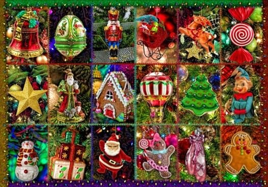Image 1 of Festive Ornaments Christmas Themed Magnum Wooden Jigsaw Puzzle 750 Pieces